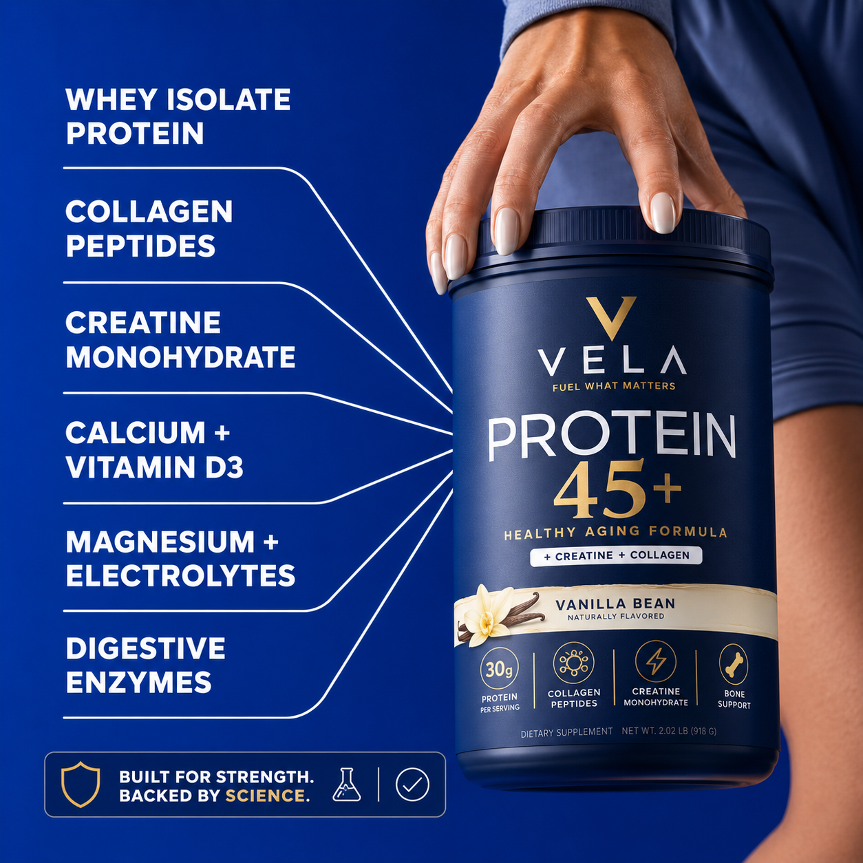 VELA Protein for 45+ tub